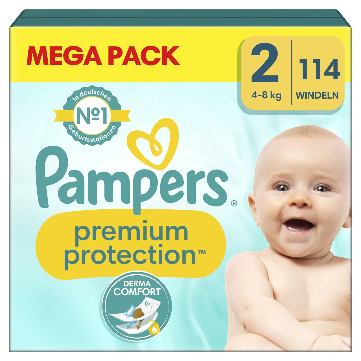 Pampers Couches Premium Protection™ Taille 2 (4-8 kg) MEGA PACK