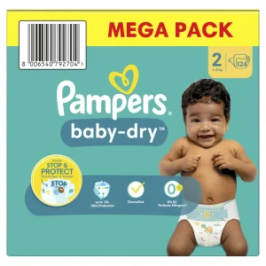 Pampers Couches Baby-Dry Taille 2 (4-8 kg) MEGA PACK