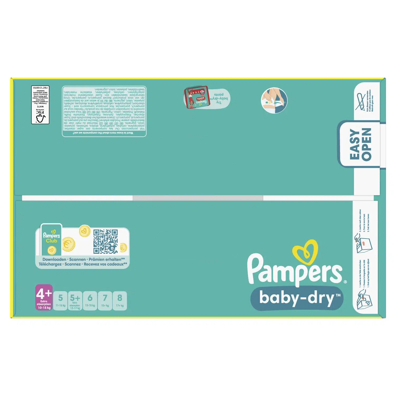 Pampers Couches Baby-Dry Extra Absorption Taille 4+ (10-15 kg) MEGA PACK – Image 5