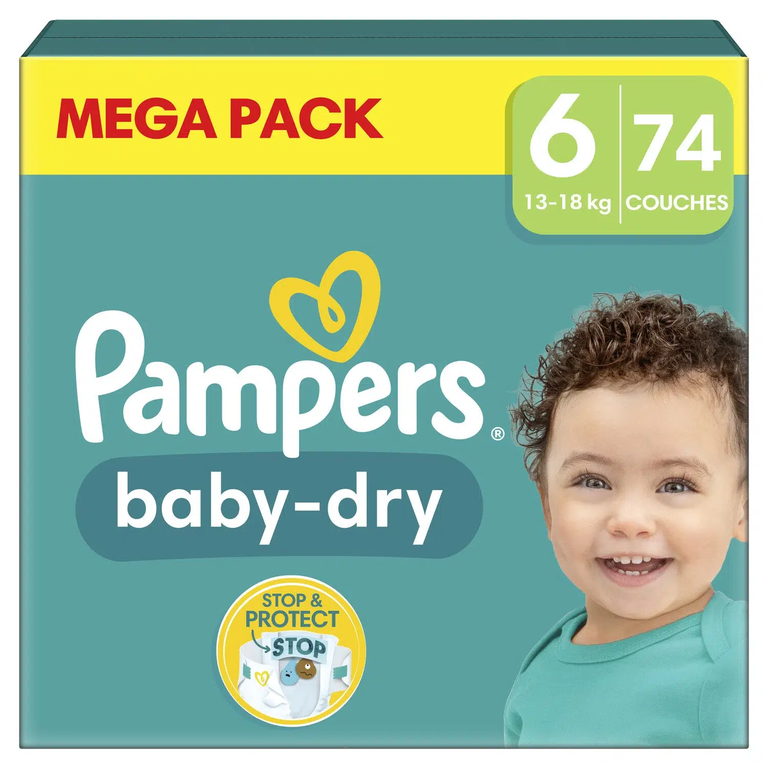Pampers Couches Baby-Dry Taille 6 (13-18 kg) MEGA PACK