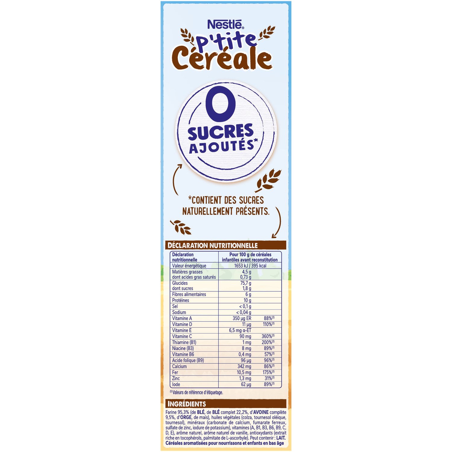 NESTLÉ P’tite Céréales Aux Céréales Complètes Saveur Biscuit 0 Sucres Ajoutés, 6 a 36 mois – Image 4