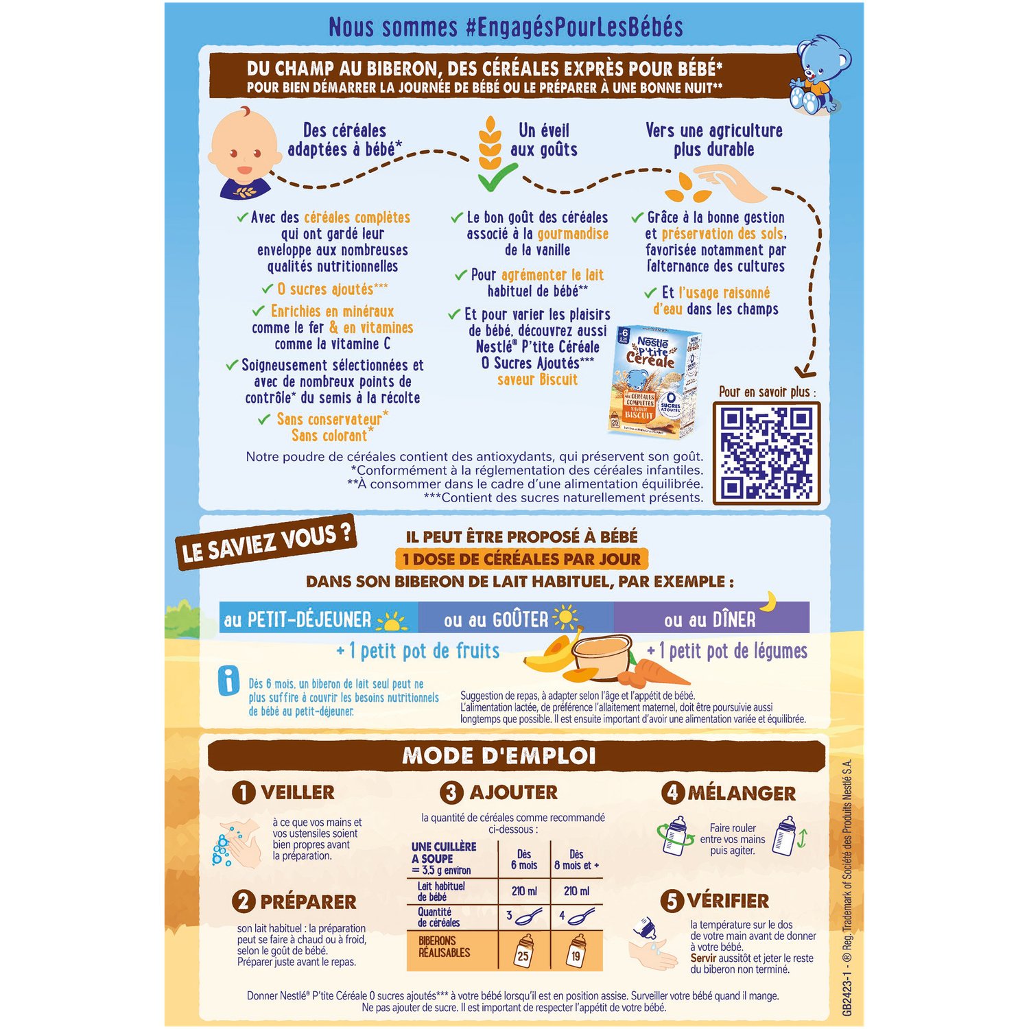 NESTLÉ P’tite Céréales Aux Céréales Complètes Saveur Vanille 0 Sucres Ajoutés, 6 a 36 mois – Image 4
