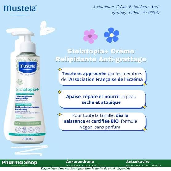 Mustela Stelatopia + Crème Relipidante Anti-grattage Certifiée BIO 300ml