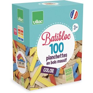 BATIBLOC COLOR 100 PLANCHETTES BOIS COL – VILAC