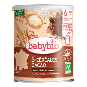 Babybio 5 Céréales Cacao Riz, Blé, Avoine, Seigle, Quinoa