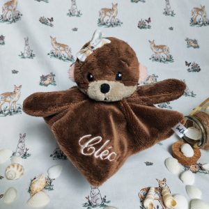 Douceur doudou loutre – marron labelisé et personnalisable