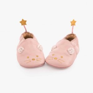 Chaussons en cuir rose 12/18 mois Moulin Roty