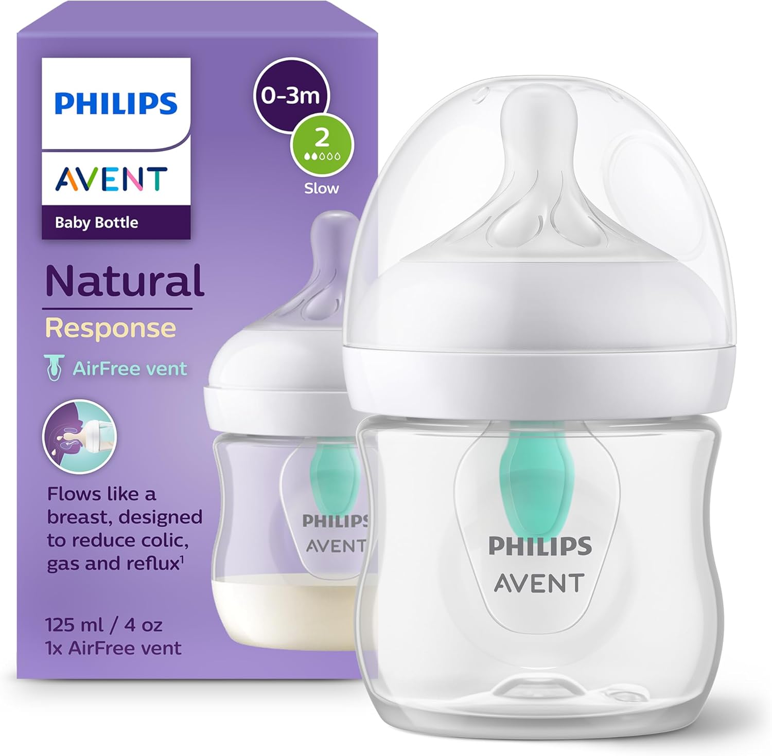 Avent Biberon Naturel En Plastique 125ml à Réponse Naturelle Valve AirFree
