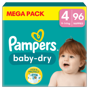 Pampers Couches Baby-Dry Taille 4 (9-14 kg) MEGA PACK