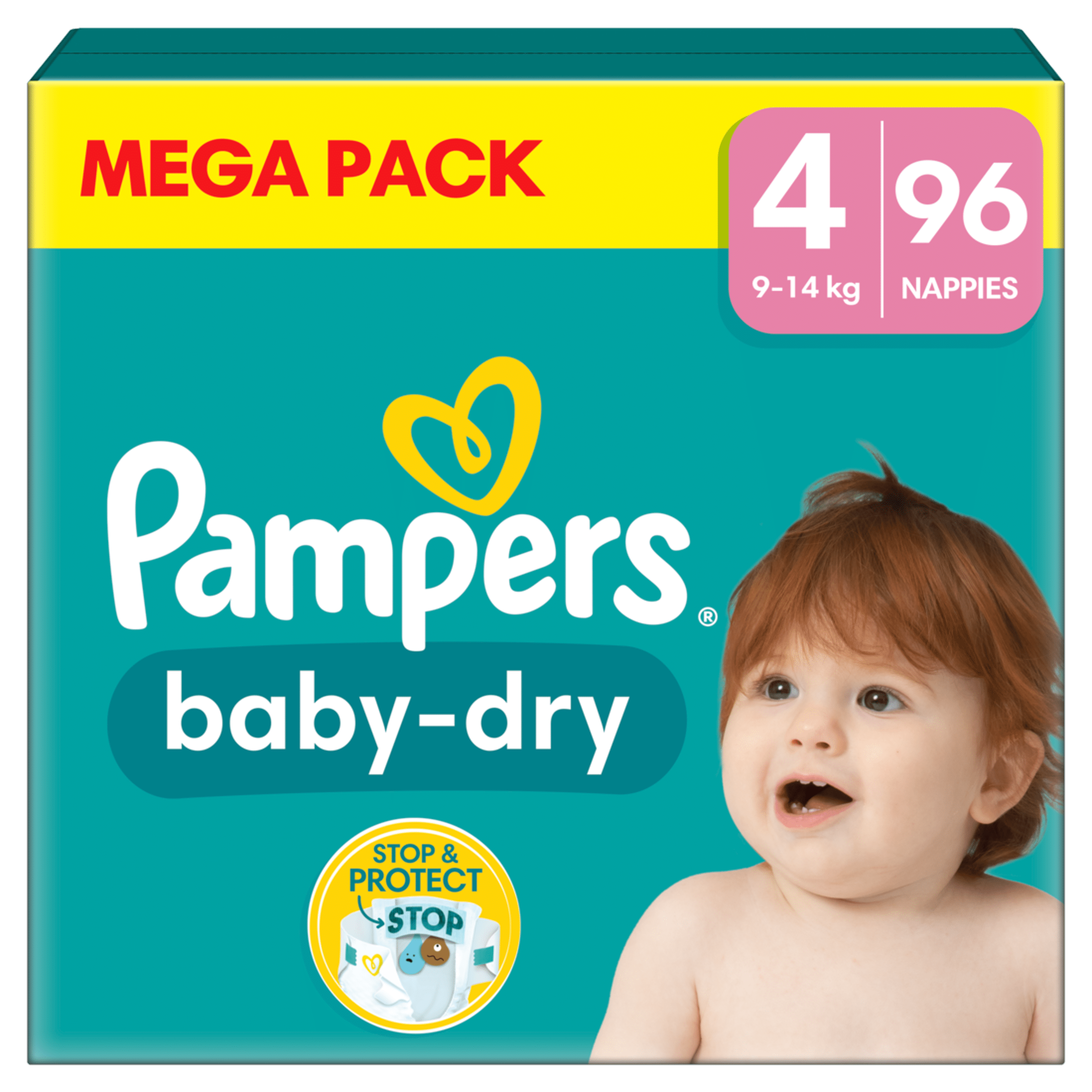 Pampers Couches Baby-Dry Taille 4 (9-14 kg) MEGA PACK