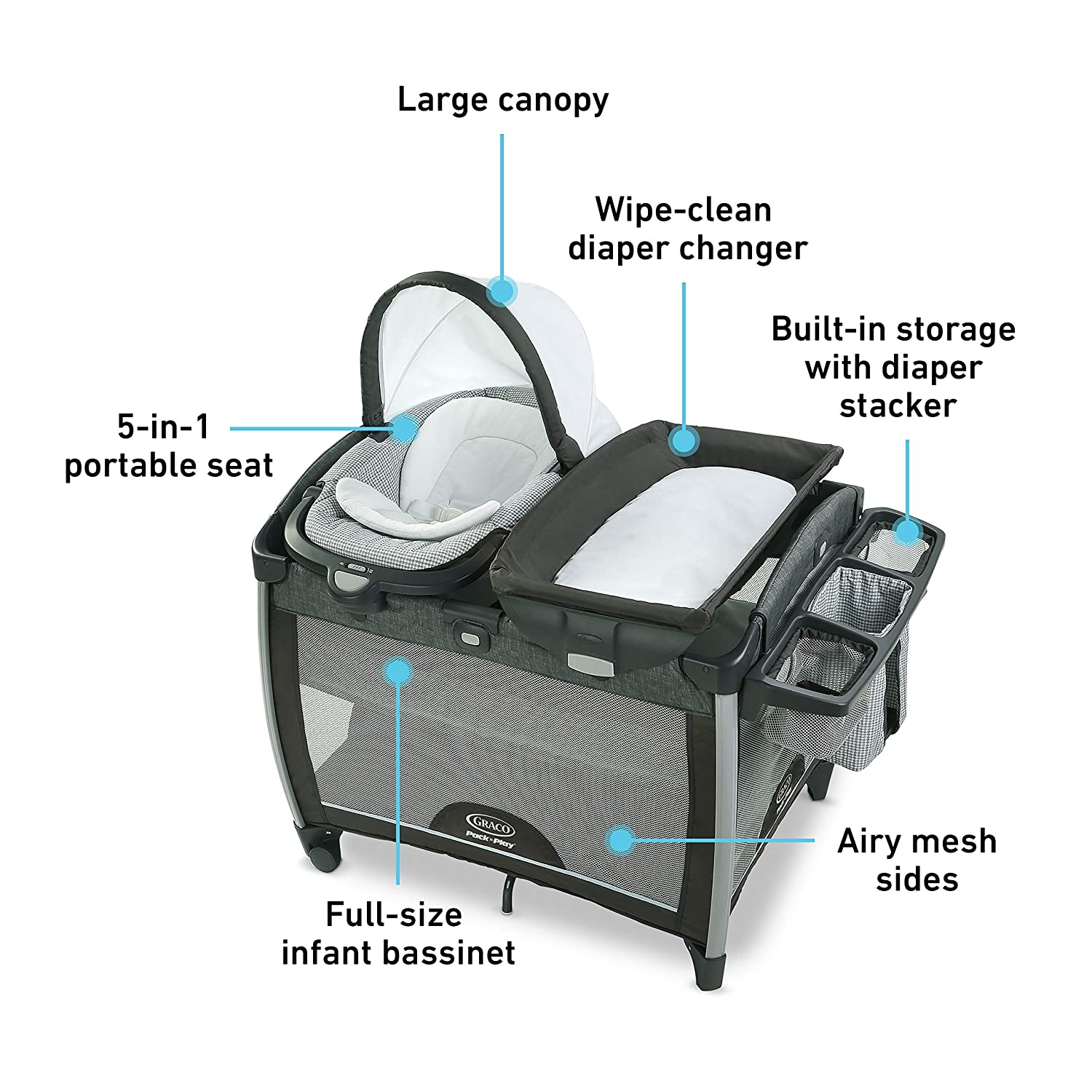 Graco Lit-Pack ‘n Play Rock’ n Grow, Orson Playard – Image 6