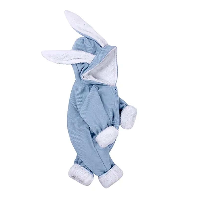 Barboteuse bébé hiver | Combinaison chaude à capuche oreilles de lapin 3D – Image 6