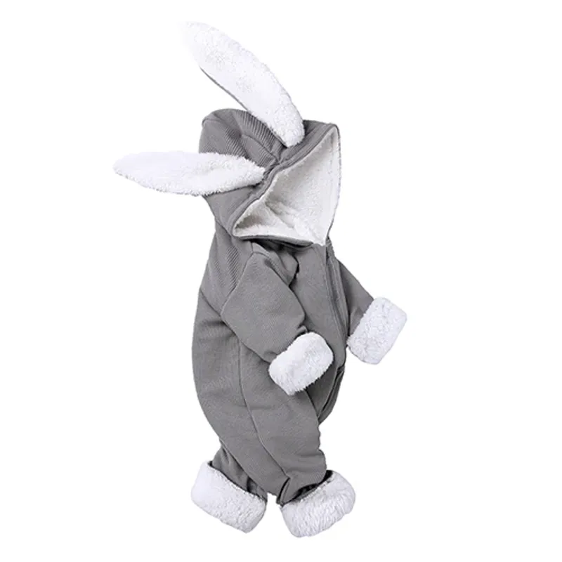 Barboteuse bébé hiver | Combinaison chaude à capuche oreilles de lapin 3D – Image 7