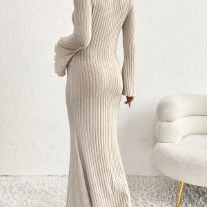 Robe de maternité longue en maille côtelée