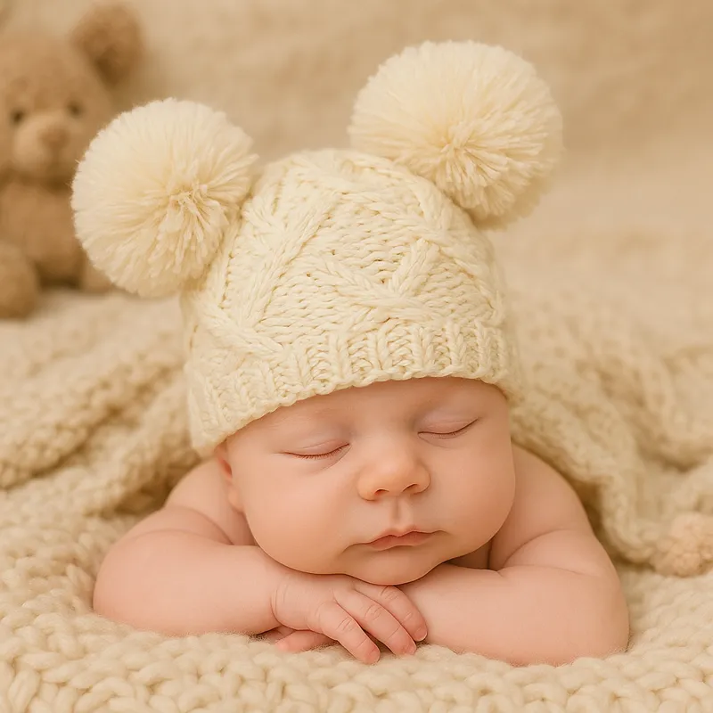 Chapeau bebe | Bonnet nouveau-né chaud et doux pour l’hiver – Image 2