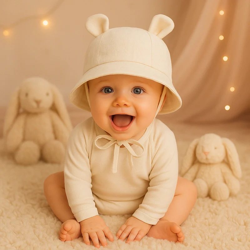 Chapeau bebe | en mousseline protection UV et confort respirant – Image 2