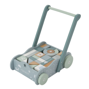 CHARIOT DE MARCHE BLEU ET BLOCS – LITTLE DUTCH