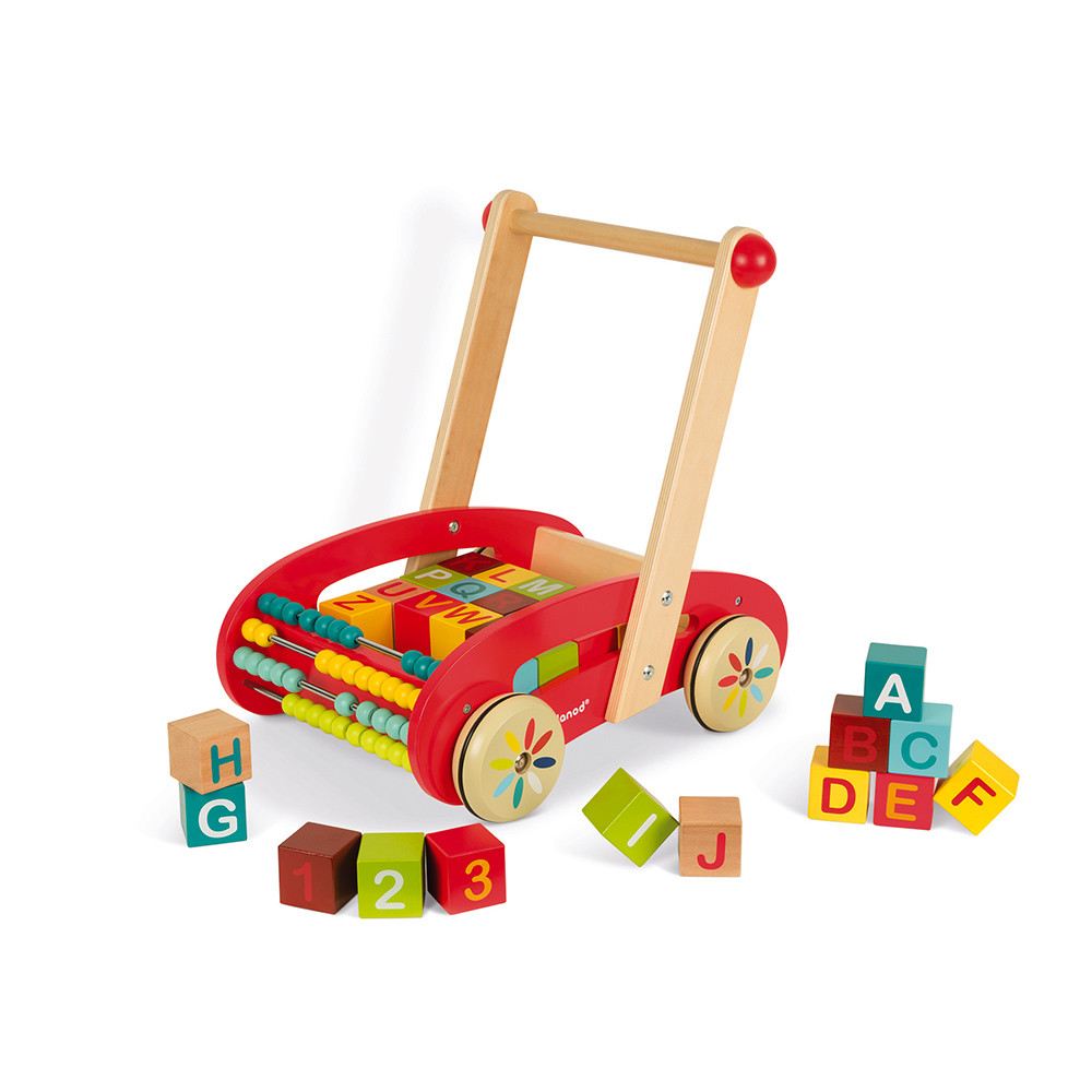 Janod Chariot ABC Buggy Tatoo – 30 Cubes (BOIS)