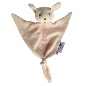 Doudou souris rayée rose