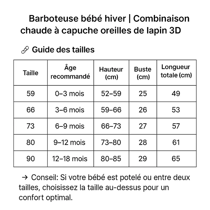 Barboteuse bébé hiver | Combinaison chaude à capuche oreilles de lapin 3D – Image 5