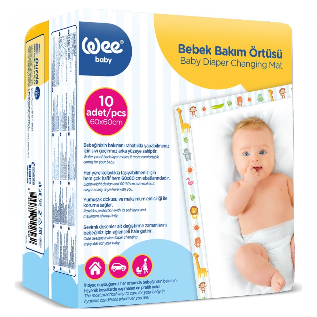 Wee Baby 10 Matelas à Langer Jetables 60×60 cm