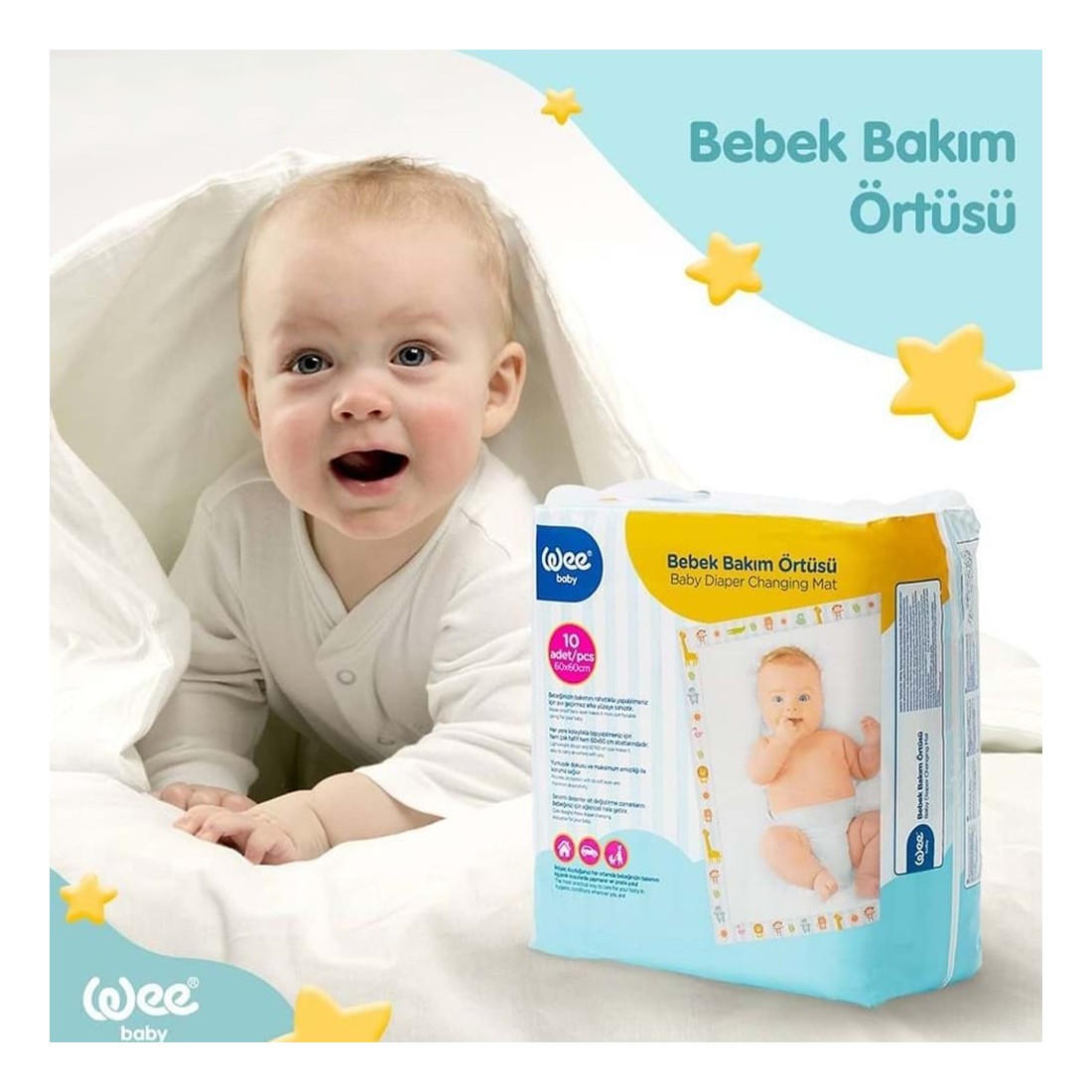 Wee Baby 10 Matelas à Langer Jetables 60×60 cm – Image 2