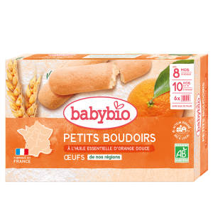 Babybio Petits Boudoirs à l&rsquo;huile Essentielle d&rsquo;orange Douce 8M+ 120g