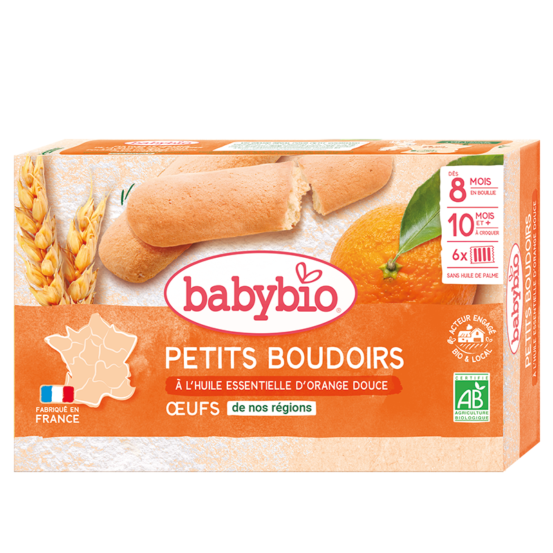 Babybio Petits Boudoirs à l’huile Essentielle d’orange Douce 8M+ 120g