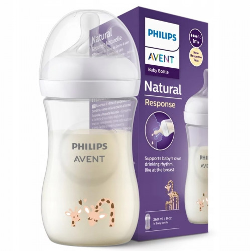 Avent Biberon Naturel En Plastique 260ml Avec Motif