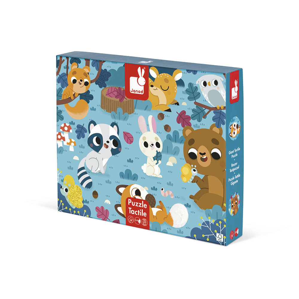 Janod Puzzle Tactile Les Animaux de La Forêt 20 Pièces