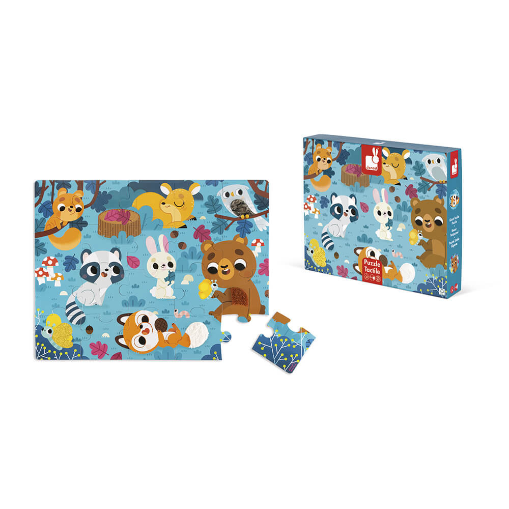 Janod Puzzle Tactile Les Animaux de La Forêt 20 Pièces – Image 7