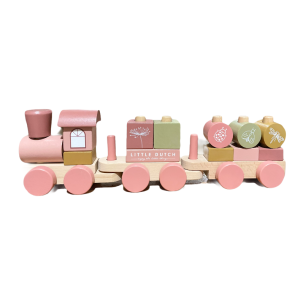 TRAIN A BLOCS EN BOIS FLOWERS – LITTLE DUTCH